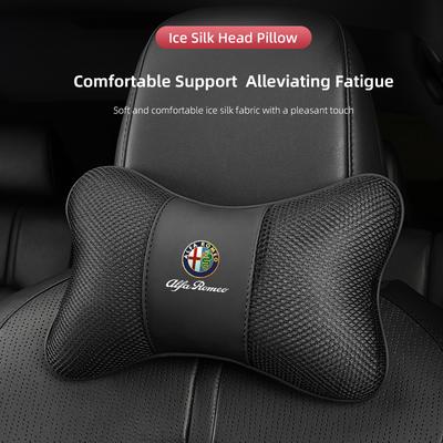 Car Seat Headrest Ice Silk Neck Pillow For 4C 159 Spider Giulia Giulietta 8C Car Interior Removable Washable Headrest