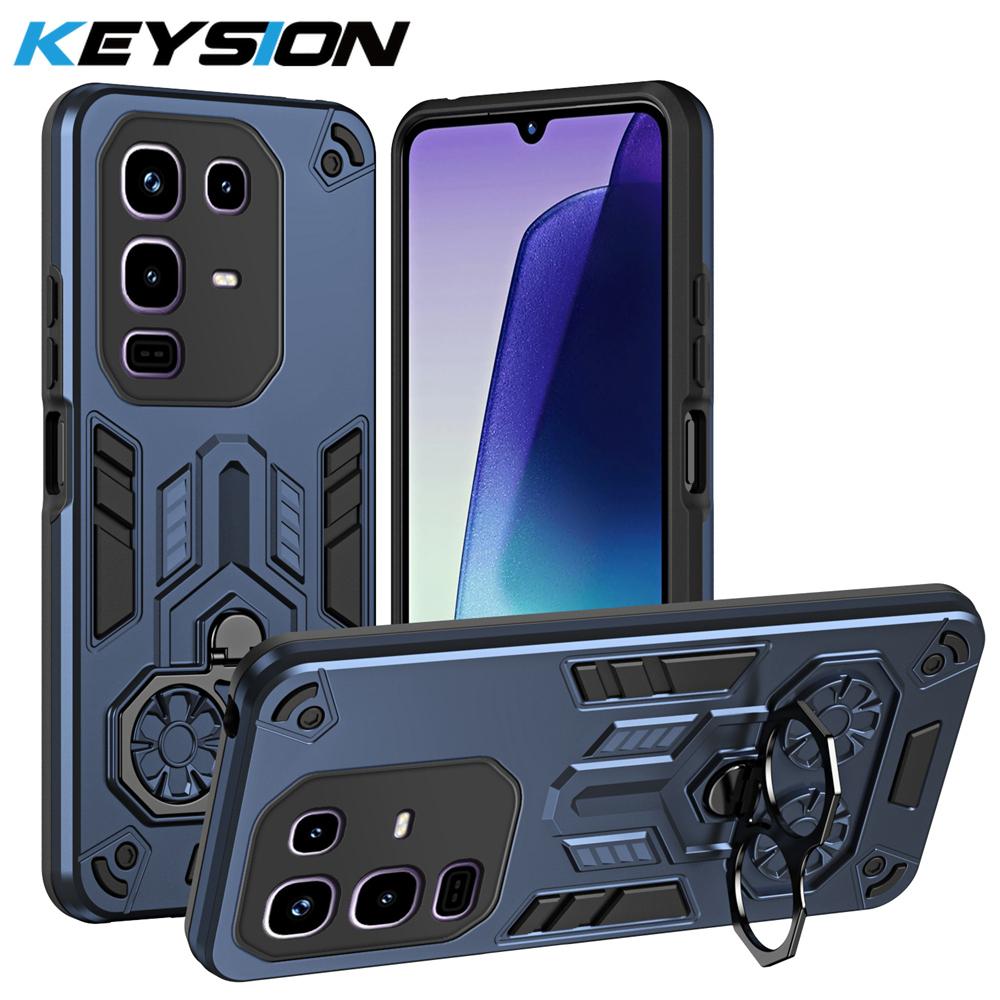KEYSION Shockproof Case for Infinix Note 50 Pro 4G Silicone+PC Metal Ring Stand Phone Back Cover for Infinix Note 50X 5G 50S 5G