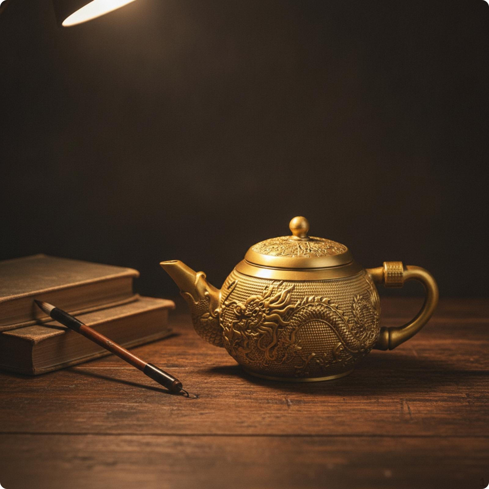 Brass Teapot Antique-Inspired Tea Kettle Single-Action