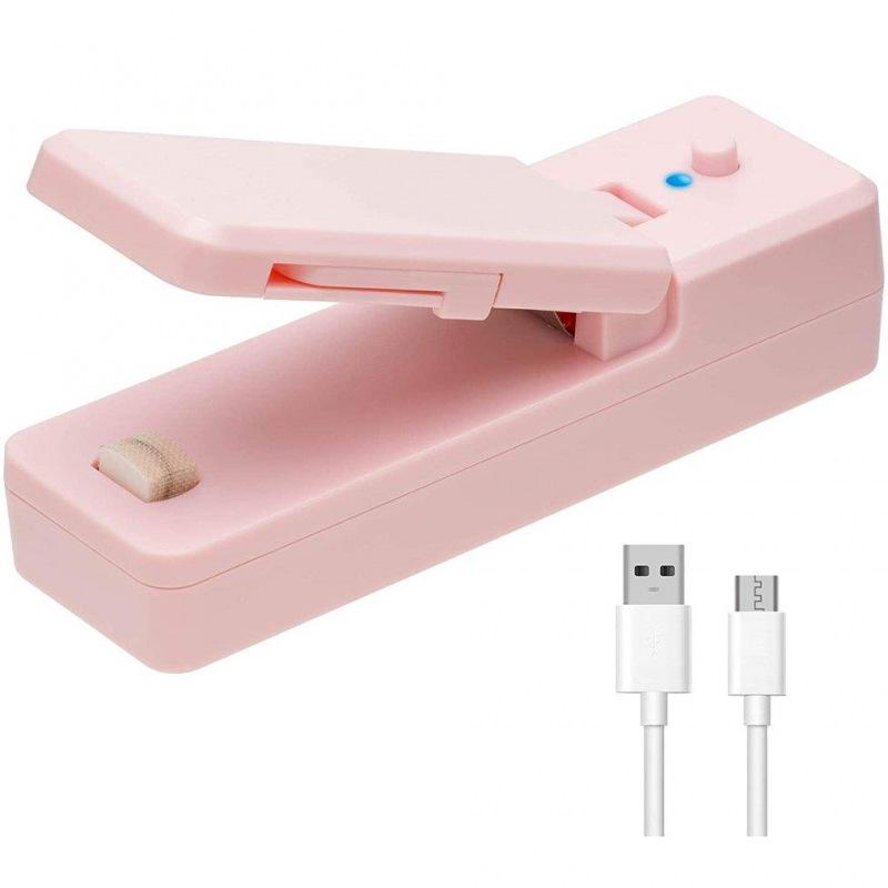 2 IN1 USB Chargable Mini Bag Sealer Heat Sealers With Cutter Knife Rechargeable Portable Sealer For Plastic Food Storage Kitchen