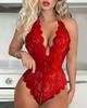 Sultry Spring/Summer Lace Halter Backless Bodysuit