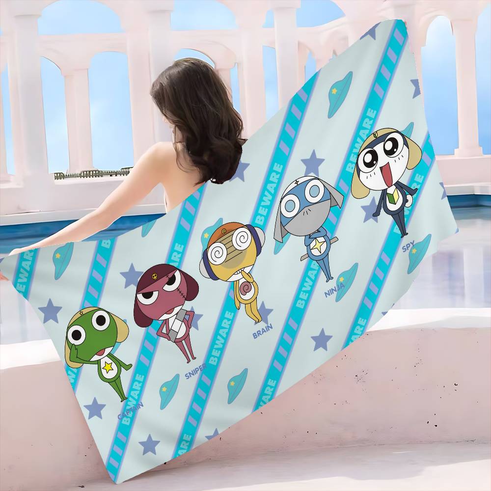 Keroro Frog Cool Gunsou Sergeant Beach Towel Colorful Bath Towels Microfiber Quick Dry Sand Free Beach Yoga Spa Gym Pool