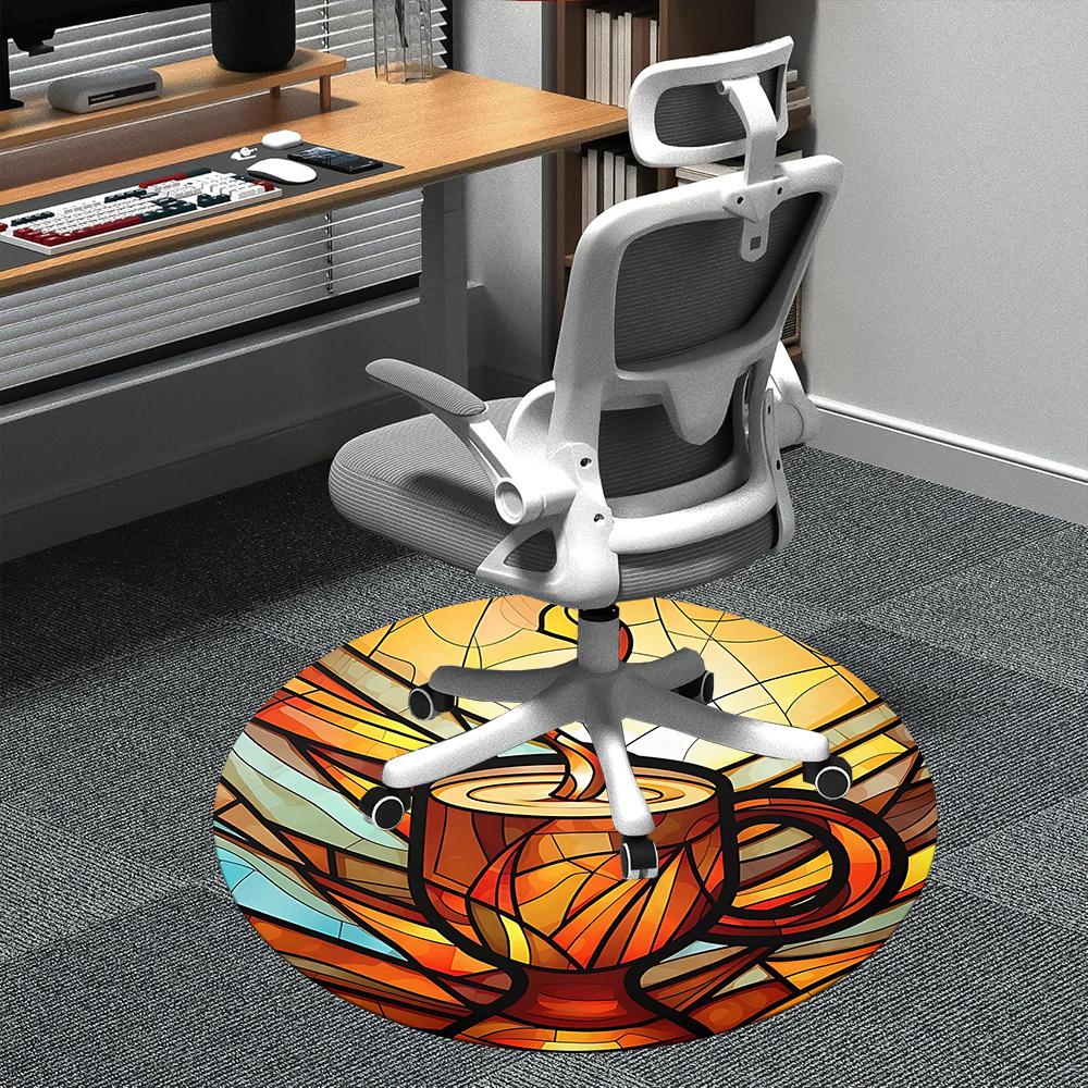 

1pc Coffee Cup Office Round Area Rug, Indoor Mat Suitable ForOffice, Under Office Chairs Bedroom Living Room Home Decor, D124 80cm by 80cm
