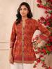 Rust Orange Printed Pintucks Cotton Top