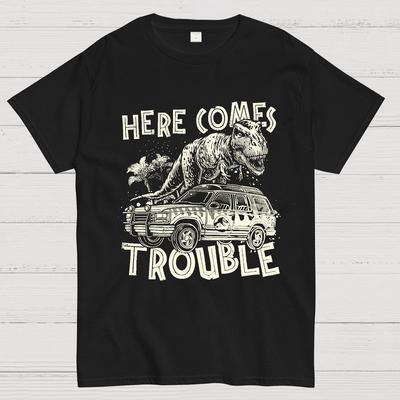 Here Comes Trouble 100% Cotton Summer Casual Cool Loose T-Shirt
