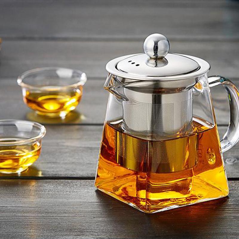 Glass Teapot High Temperature Resistant Thickened Stainless Steel Filter Anti-Scalding Teapot Household Teapot Kung Fu Tea Set