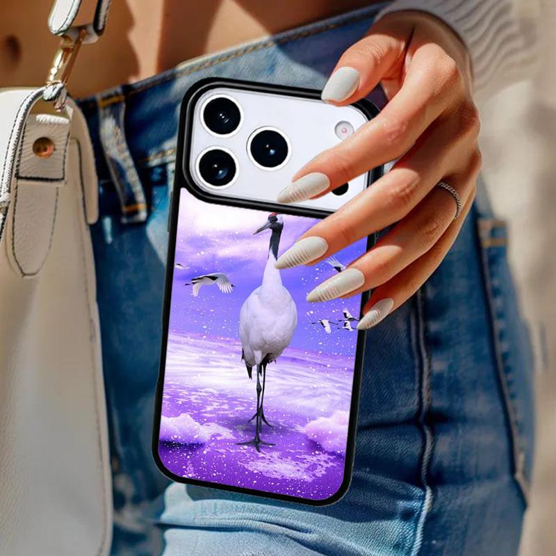 Red-crowned Crane Bird Phone Case For iPhone 17 Air 14 15 13 12 Max Cover For Apple 16e 11 Pro Max Plus Coque