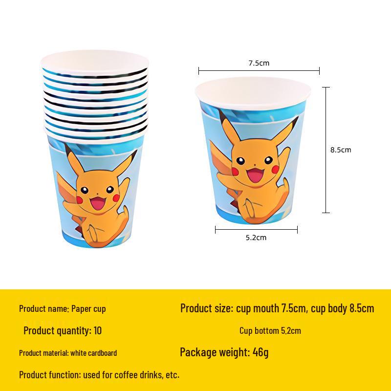 Pikachu Partyzubehör: Pappteller, Servietten, Becher, Tischdecke, Banner & Dekorationen
