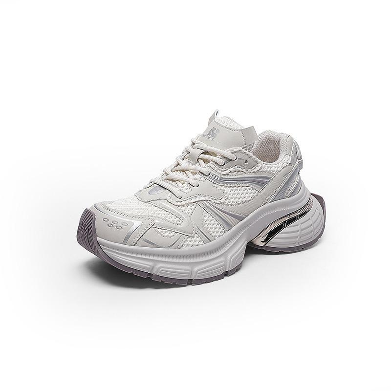 Dad Shoes Women's Spring New Simple Trend Leather Mesh Breathable Platform Casual Sports Shoes