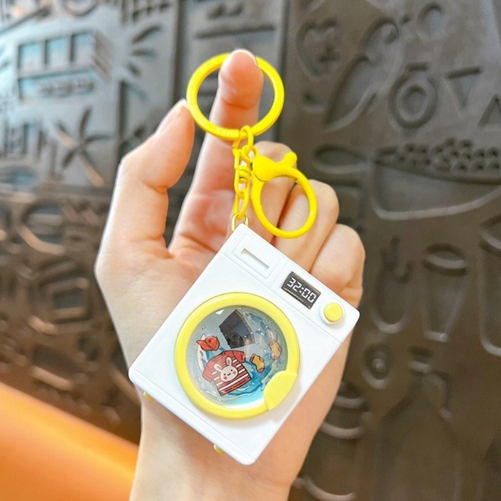 Sound Washing Machine Keychain Funny LED Light Up Keyring Cute Cartoon Bag Pendant Schoolbag