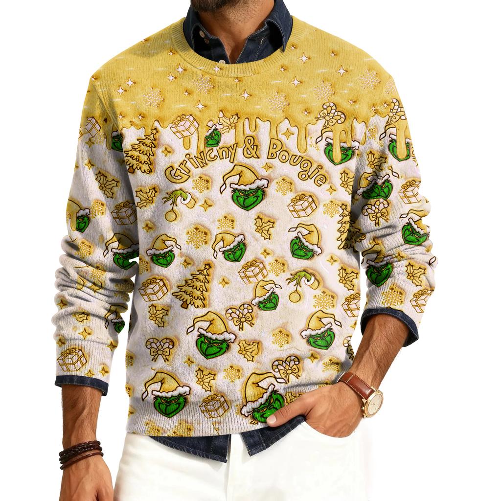 Herre Rund Hals Langermet Ribbestrikket Pullover