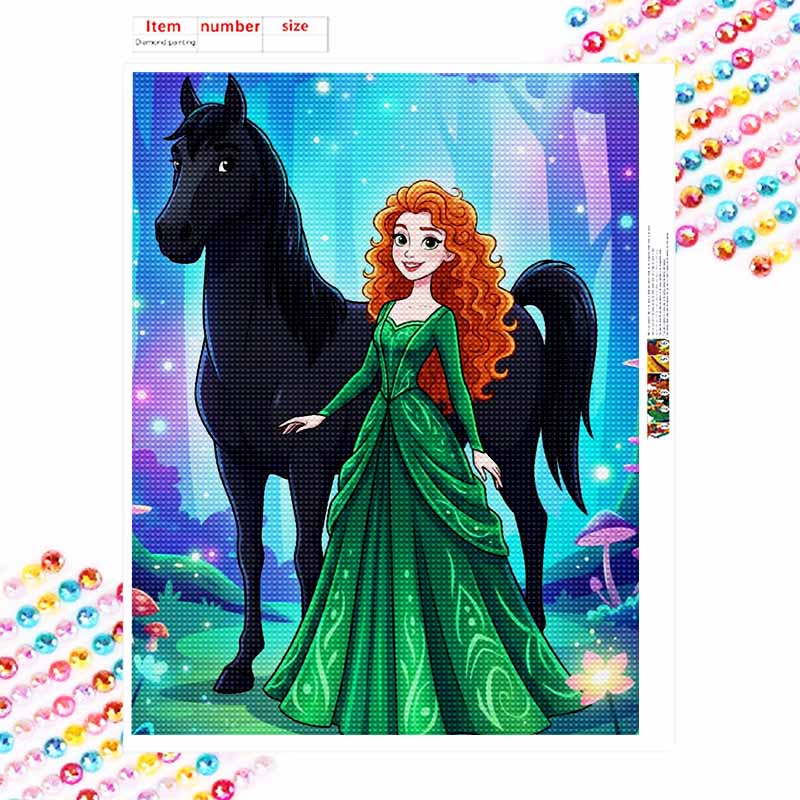 Disney Diamond Painting Kit Princess and Black Horse Style Home Decor Craft Perfect Gift Idea Diamond Art