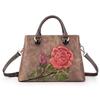 Johnature Vintage Handbag Handmade Embossing Cow Leather Women Bag Large Capacity Floral Female Shoulder Messenger Bags