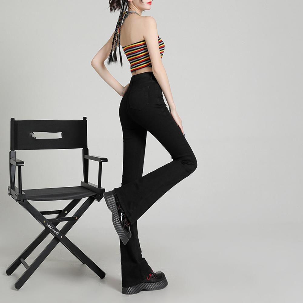 American Micro-flared Jeans Women's Autumn New High-waisted Thin Elastic Small Retro Horseshoe Pants