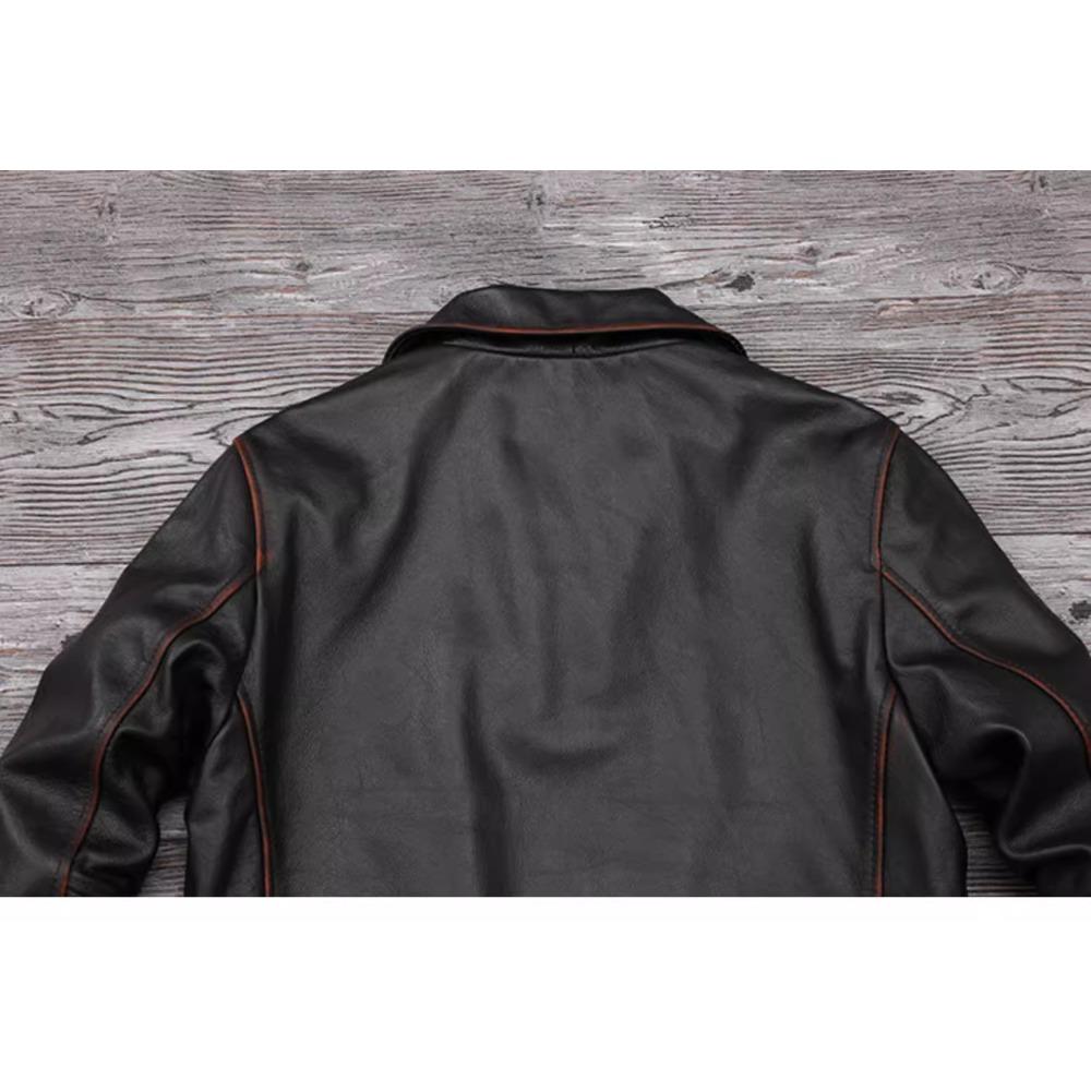 Chinese Size Genuine Cowhide Leather Men Leather Jacket Jackets Hand Edged Coat Men Leather Jacket Autumn