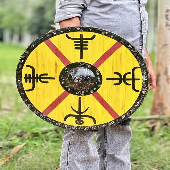 45.72 Cm Medieval Authentic King Fine Hair Viking Battle Worn Shield, Viking Gift, Battle Ready Viking Shield, Norse Viking Shield, Viking Gift