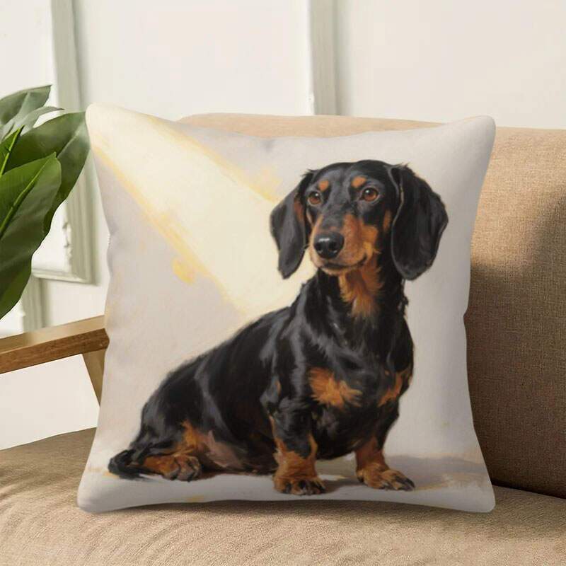 pc D Flat Pillow Not Included Dachshund Dog Portrait Oil Painting Style Cushion Cover Plush Pet Lover Gift Sofa Decor Case