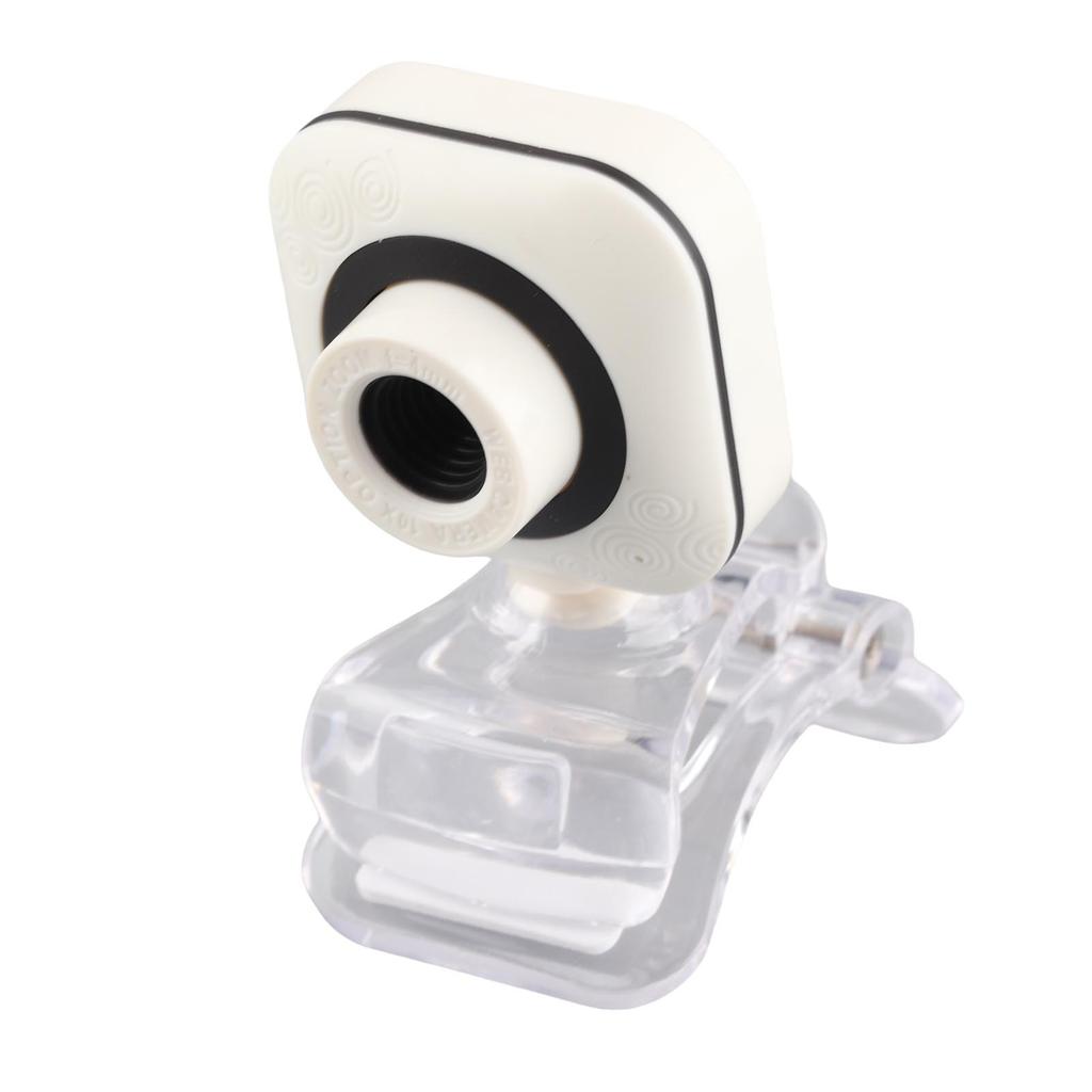 Built in Microphone Computer Camera Webcam PC Accessory 480P White with Transparent Clip