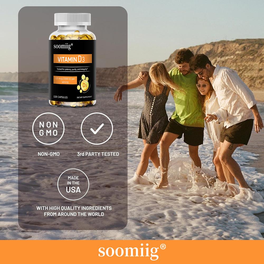 Vitamin D3 125mcg (5000 IU) Capsule 120 Count Dietary Supplement