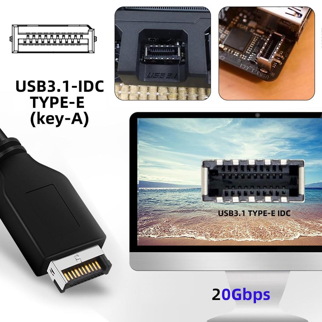 20Gbps USB Gen2 IDC Front Panel Socket to 4X Express Card Adapter for ASM3242 Chipset Desktop Motherboards 3.2 Type-E PCI-E