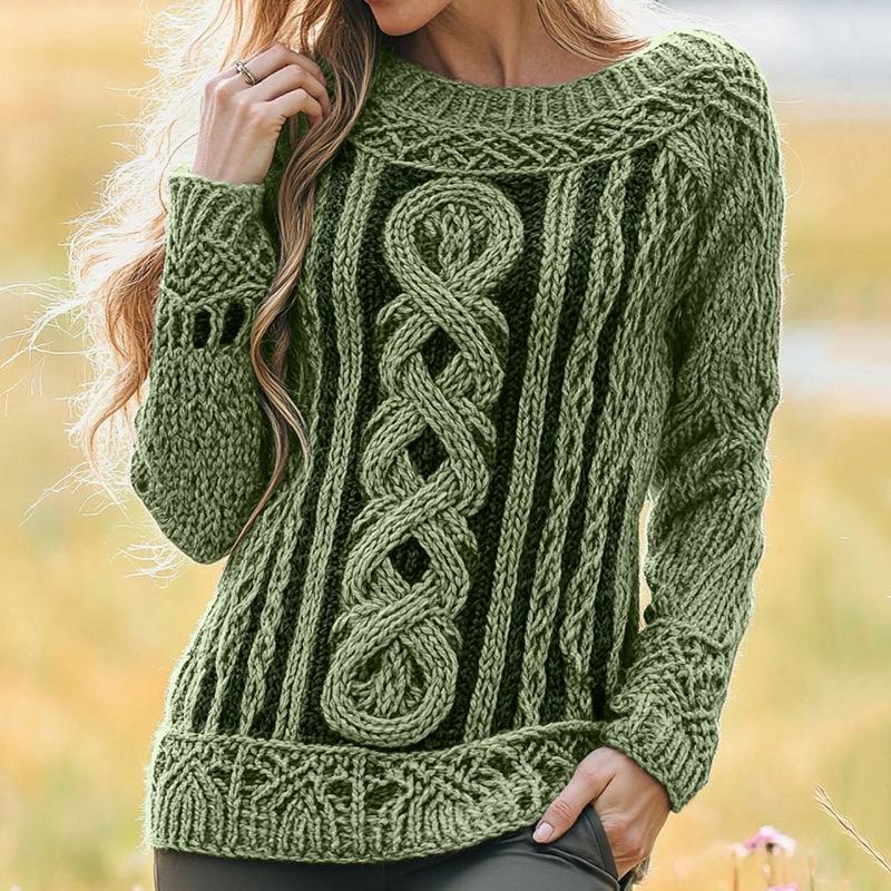 2025 Autumn/Winter 3D Print Round Neck Knit Sweater for Europe & America