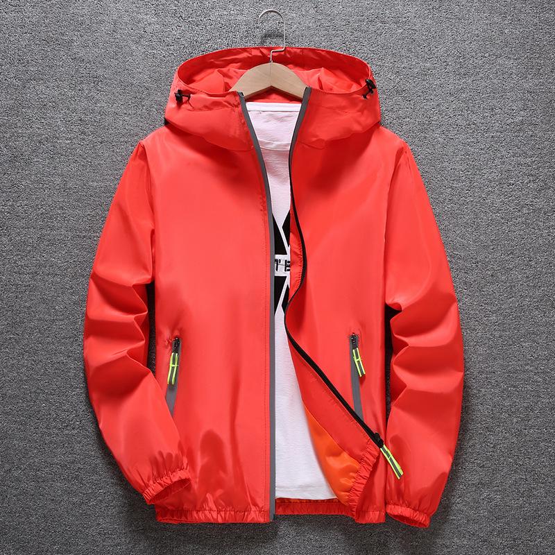 Reflective Zipper Windbreaker: Men's Plus Size Spring/Autumn Custom Print Trendy Jacket