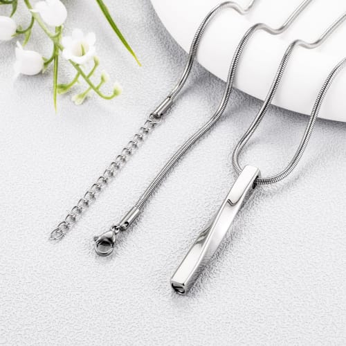 Dletay Herren Gedrehtes Bar Einäscherungsanhänger, Gedenkkette, Einäscherungsurne, Gedenkschmuck