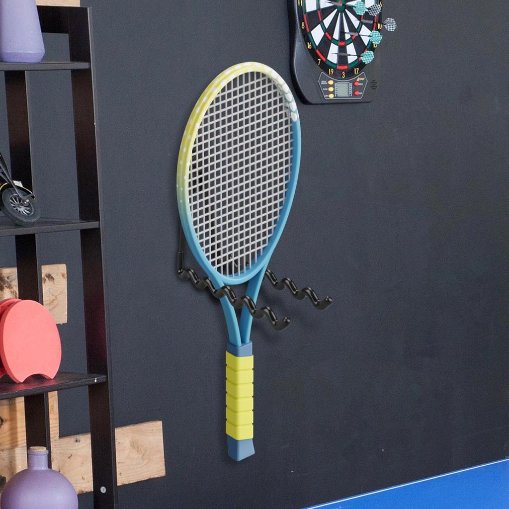 Wall Mounted Racket Holder Tennis Racket Holder Badminton Racket Holder Wall Hook Storage Holds Multiple Racquets Rack