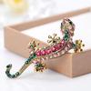 Vintage Lizard Chameleon Brooch for Women Enamel Crystal Rhinestone Metal Jewelry Banquet Party Clothing Coat Pin Girl Gift