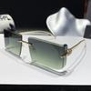 New European and American curved lenses leopard head metal frameless trimmed high-end sunglasses European and American sunscreen glasses
