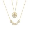 C211 Heart-to-Heart Four-Leaf Clover Necklace: Fashionable, Foldable Clavicle Chain With Heart-Shaped Pendant for Women.