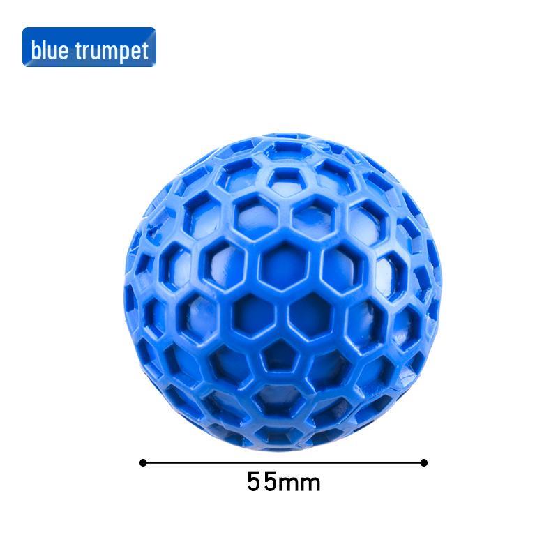 Interactive Squeaky Dog Toy: Honeycomb Shape Soft Rubber Ball for Teeth Cleaning