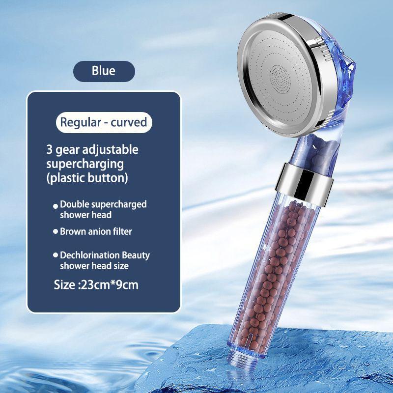 Showerhead 3-speed Adjustment Portable Shower Filter Negative Ion Stone Shower for Bathroom Items Bath Accessories Showers Parts