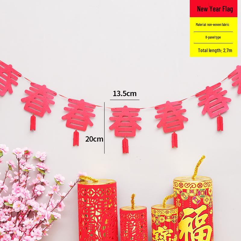 New Year Ceiling & Window Hanging Streamers with Fu Character Hot Stamping