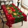 Christmas Festive Bells and Holly Rectangle Tablecloth Holiday Party Decor Waterproof Tablecloth for Table Christmas Decorations