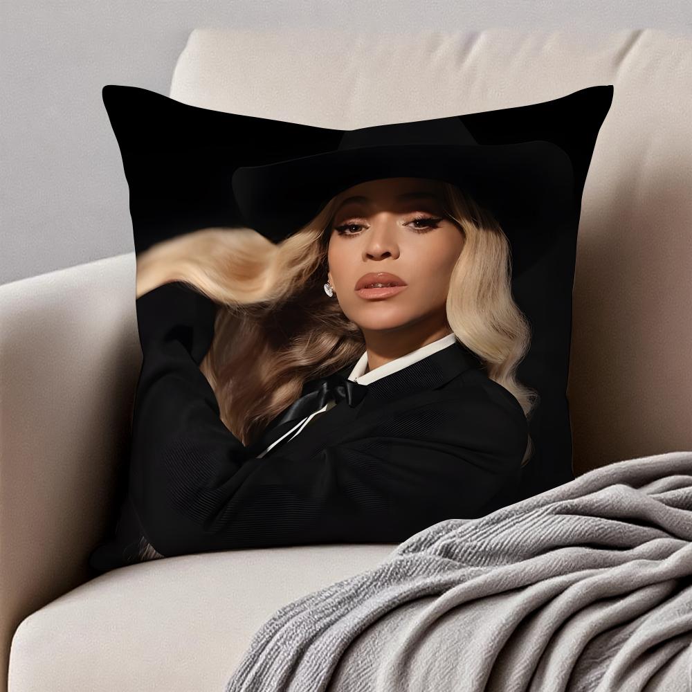 SINGER BBeyoncé Giselle Knowles Cushion Cover Pillowcase Antidustmite Invisible Zipper Short Plush Sofa Cushion