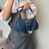Summer new versatile messenger bag niche design denim bag women's shoulder underarm small square bag