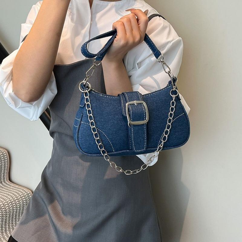 Summer new versatile messenger bag niche design denim bag women's shoulder underarm small square bag