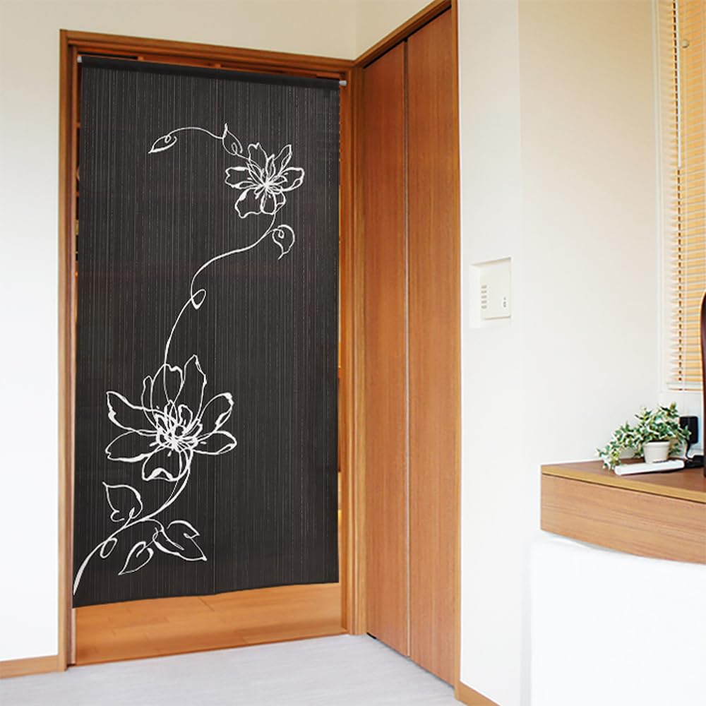 Noren Kobo Noren Stylish Floral Print Long Simple and Room 85cm Wide x 170cm Uenusta 2253 Curtain, Tapestry, Natural, Divider/Privacy Screen, Long,