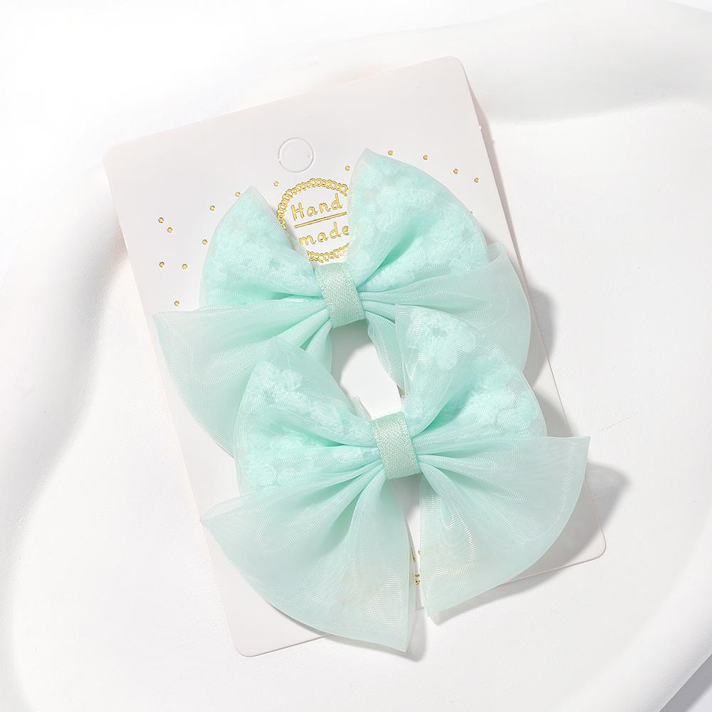 2pcs/set Lovely Bow Hairpins Solid Color Gauze Bows Clip for Kids Sweet Soft Hair Clips Pink Princess Girls Hair Accessories