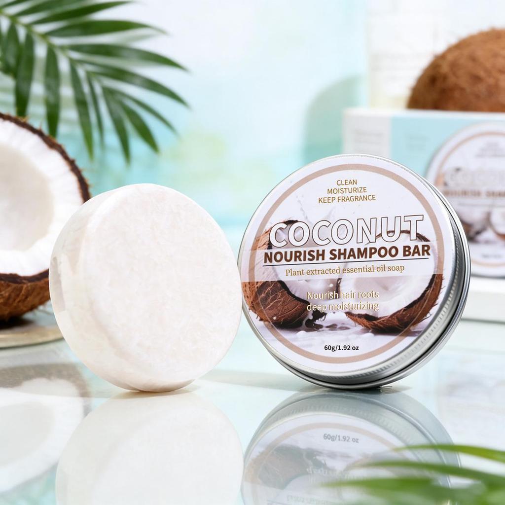 Kokosnuss & He Shou Wu Ginseng Bambuskohle Shampoo-Seife mit ätherischen Ölen & Zypressenblatt