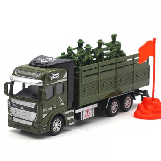Simulation Pull Back Military Truck ABS Toy Car Model Kids Collection Gifts