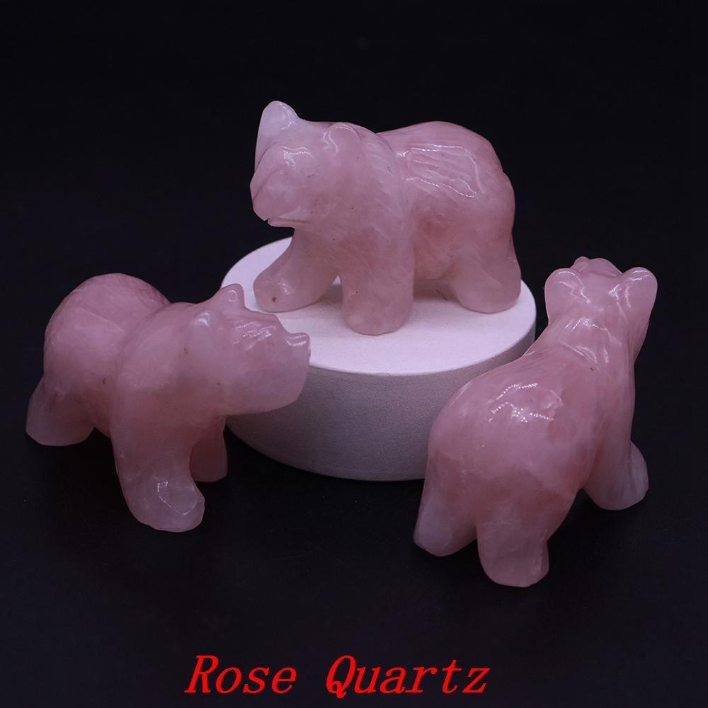 2" Natural Crystal Bear Figurine Healing Stone Carved Animals Reiki Crafts Small Statue Decoration Home Decor Present Souvenir