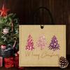 Pink Christmas Tree Burlap Tote Bag - Perfect for Outdoor Picnics, Parties, Travel, and Shopping
