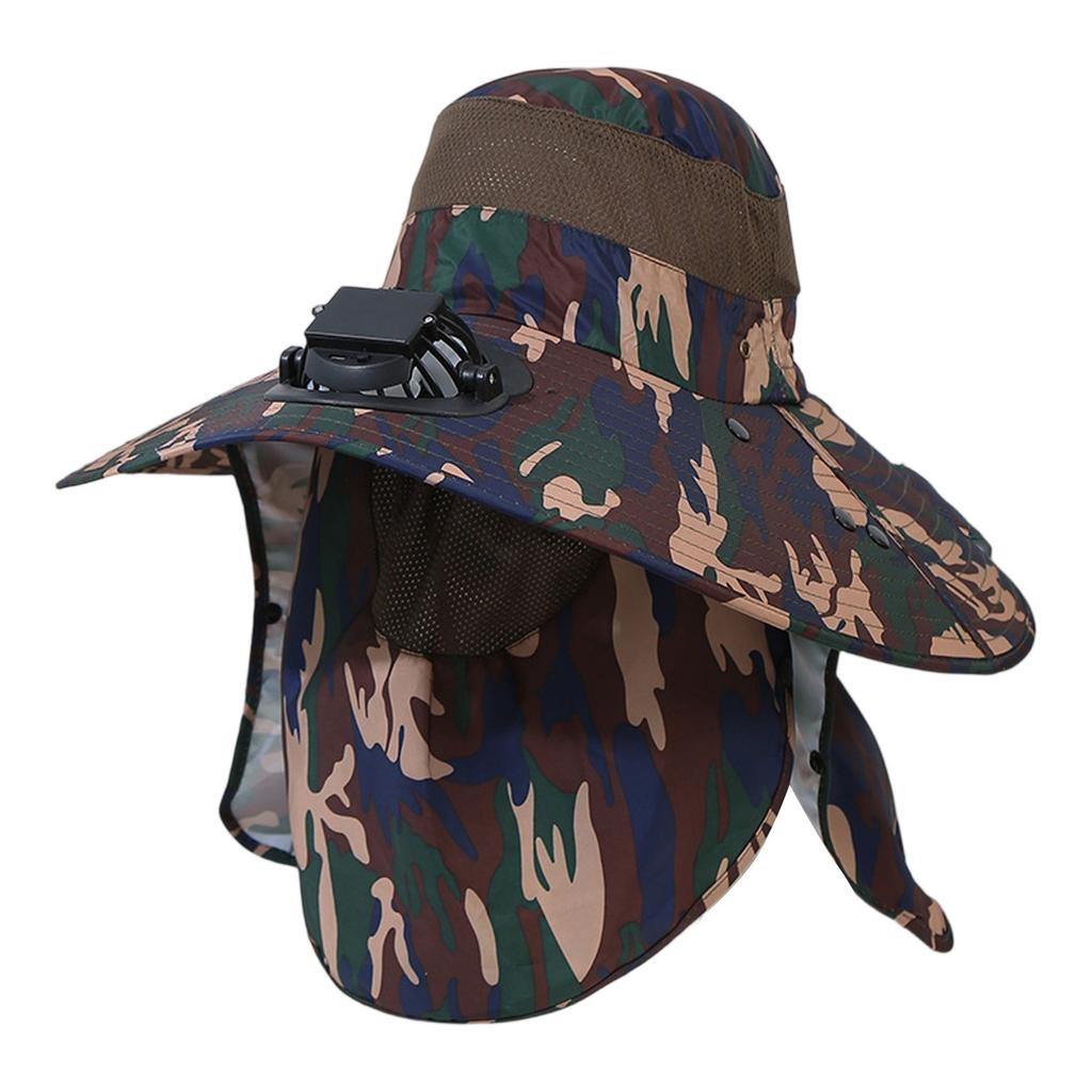 Outdoor Mountaineering Fishing Sun Hat With Large Solar Fan