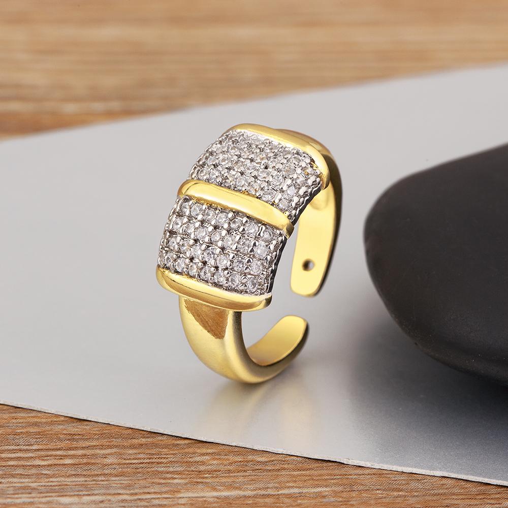 

Nidin New Luxury Design Sparkling Zircon Charm Open Rings Adjustable 4 Styles For Male Female Couples Finger Jewelry Accessories
