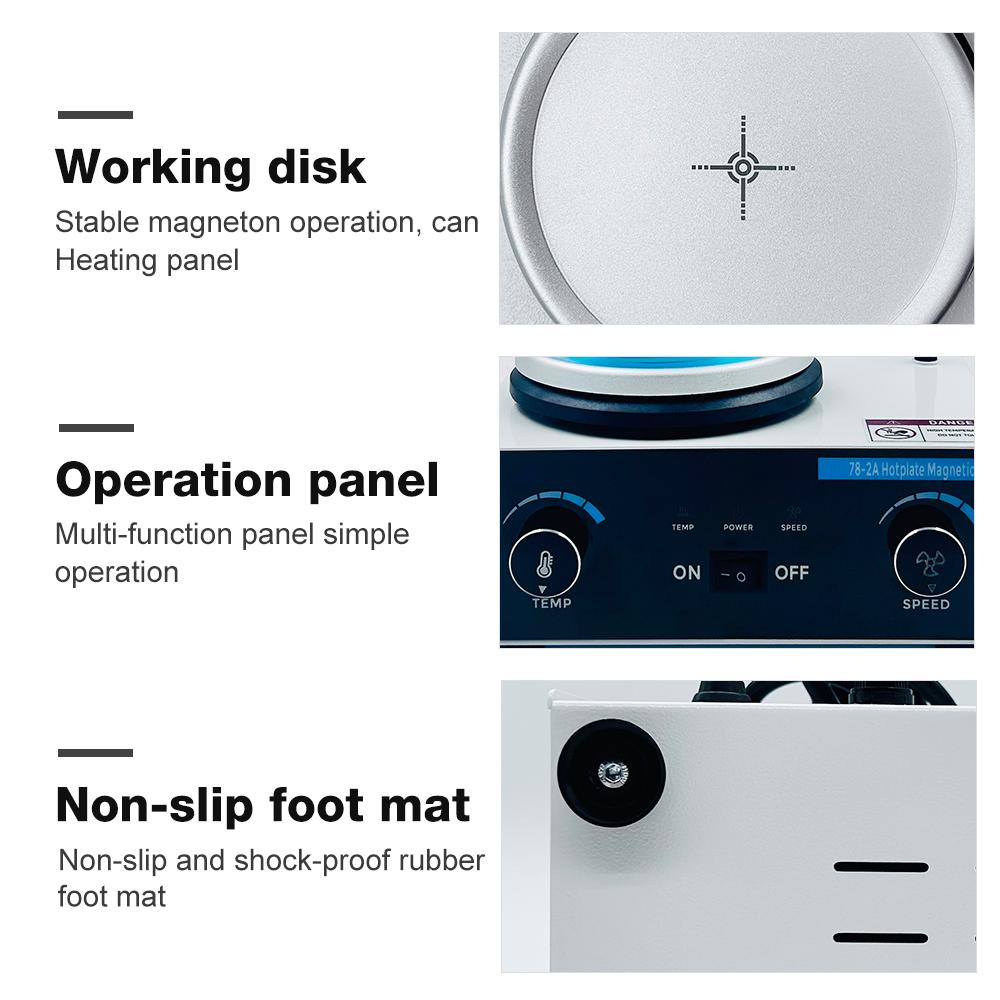 Lab Hotplate Stirrer 2L Heating Magnetic Stirrer 0-2600rpm Speed Control Heated Magnetic Mixer for Cosmetics Food Medical