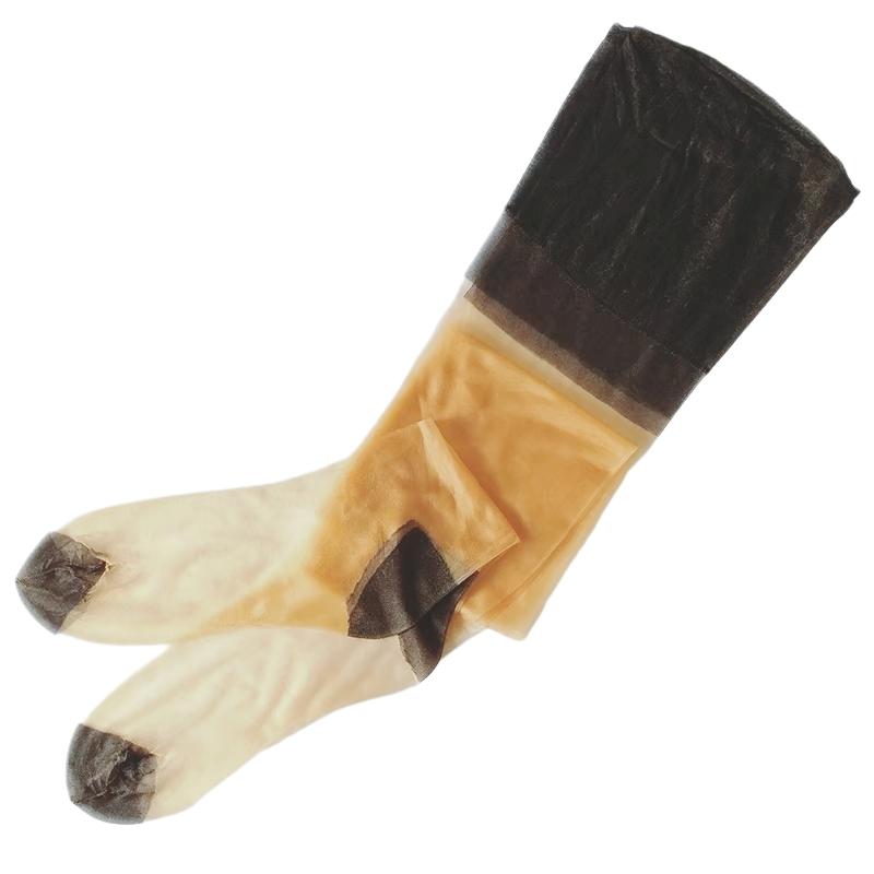 6 Paar/Set Reine Nylon Nicht-Elastische Oberschenkelhohe Lange Strümpfe 5D Ultra Dünn Transparente Fußförmige Strumpfhosen Damen Sexy Dessous One Size beige