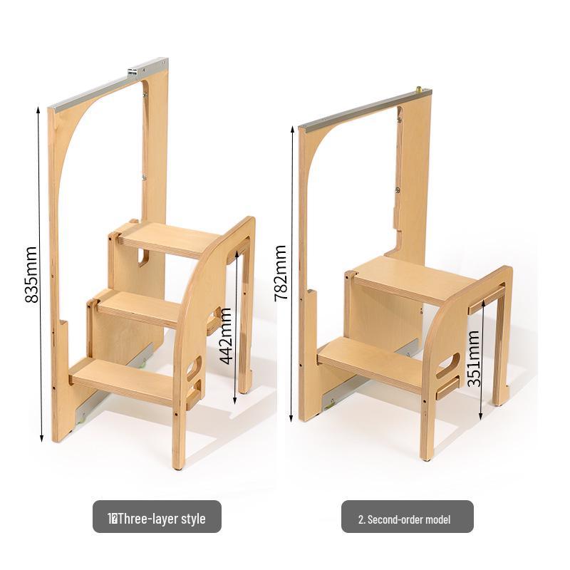 Multifunktionale zweistufige Klappleiter & Kindertrittschemel mit Stauraum