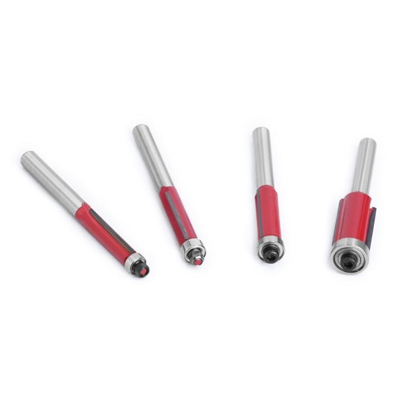 4pcs Durable Carbide Steel Router Bits with Red Anti Corrosion Layer DIY Craft Tool for Efficient Wood and Craftworks